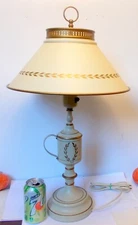 Vtg TOLE METAL LAMP  Empire Laurel Wreath Napoleon