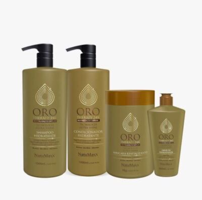 Oro 24K Hair Therapy 12 Oils Biotin Silicones Bio Elixir 4 Products - Natumaxx