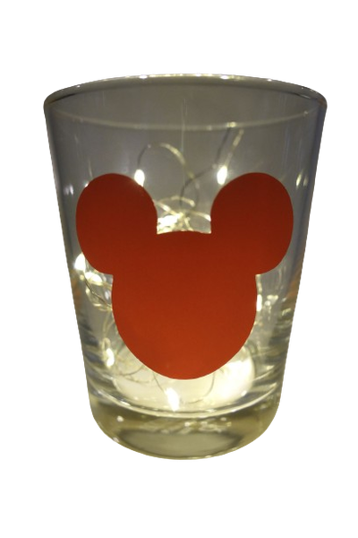 "Deko Teelicht Glas Windlicht Print \"Micky\" Orange Teelichtglas Kerzenglas"-image