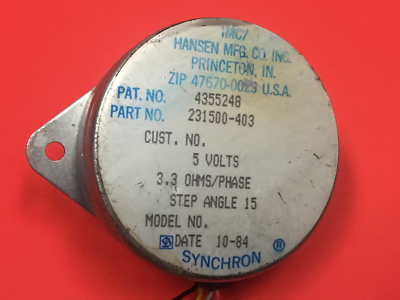 IMC/Hansen - P/N: 231500-403 - 5V- 3.3 OHMS - Motor - UNUSED | eBay