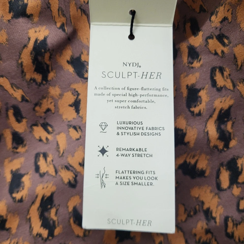 NUEVO NYDJ Leggings Esculpidos Grandes Naranja Leopardo Tiro Alto Elástico Elástico Foto 3 de 4