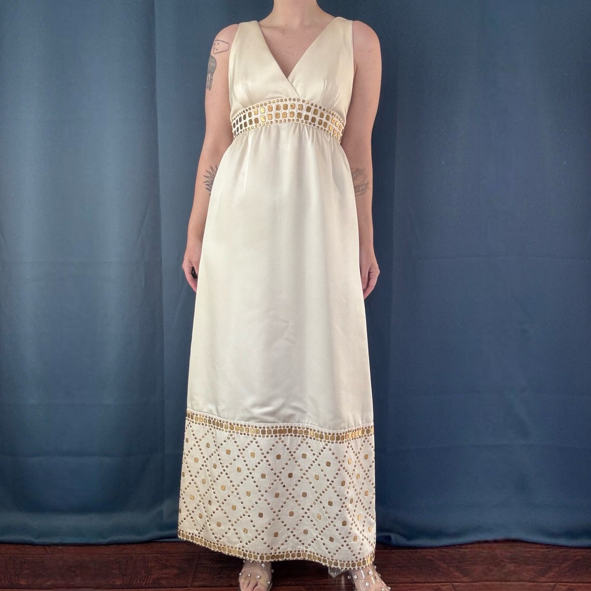 Vintage 60s/70s Satin Empire Waist Dress