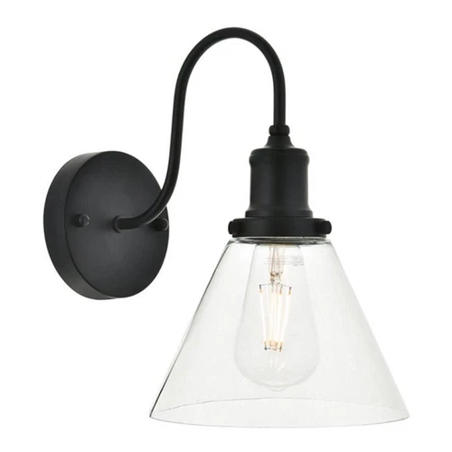 Living District Histoire 1-Light Metal Wall Sconce in Black and Clear - Picture 1 of 3