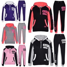 Kids Boys Girls Jogging Suit Designer's Tracksuit Zipped Top Bottom 5-13 Years