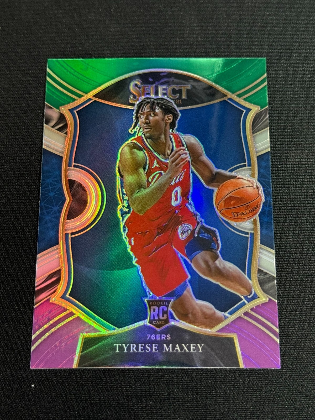 2020-21 Panini Select TYRESE MAXEY Rookie RC 76ers #81 Green White & Purple