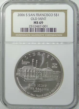 2006-S San Francisco Old Mint Commemorative $1 Silver Coin - NGC MS69 MS-69
