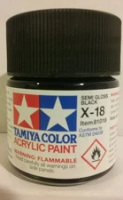 Tamiya acrylic paint X-18 Semi-gloss black.23ml.