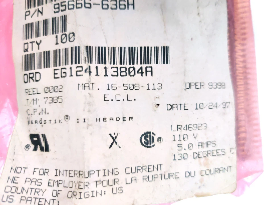 Qty: 100 FCI BERGSTIK II 95666-636H 5.84mm Unshrouded Header 36 PIN Right Angle - Image 3 of 4