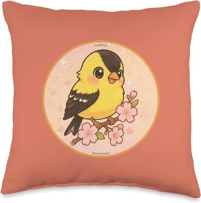 Super Cute American Goldfinch Anime Bird Design Throw Pillow *NEW* 2 Sizes