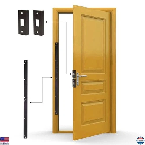 3-Piece Door Security Kit, Kick-in Prevention, Reinforcement Plate, Aged Bronze