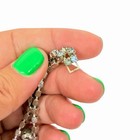 Vintage Estate Silver Tone Sapphire Rhinestone Fold Over Clasp 1960s Bracelet — photo 5