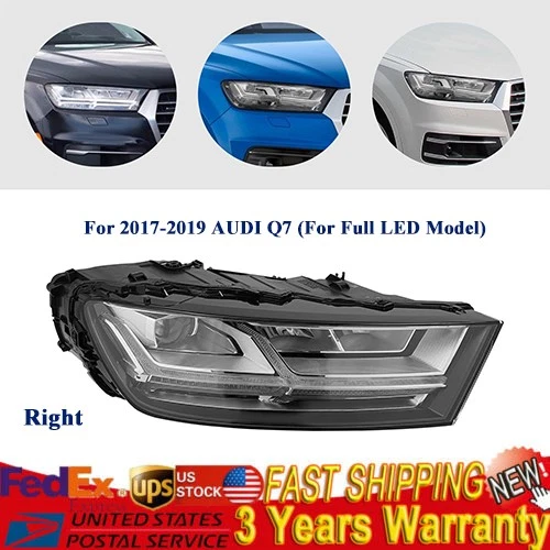 For 2017-2019 Audi Q7 Full LED Headlight Assembly Headlamp Passenger Right Side