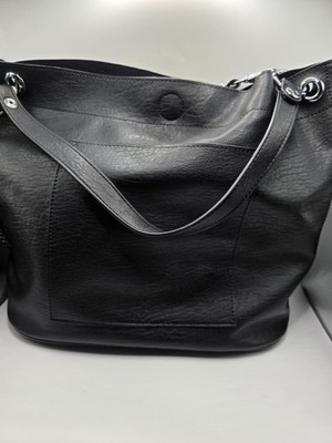 Madison west Women s Black Pebbled Shoulder Bag Zip Closure Detachable Strap 