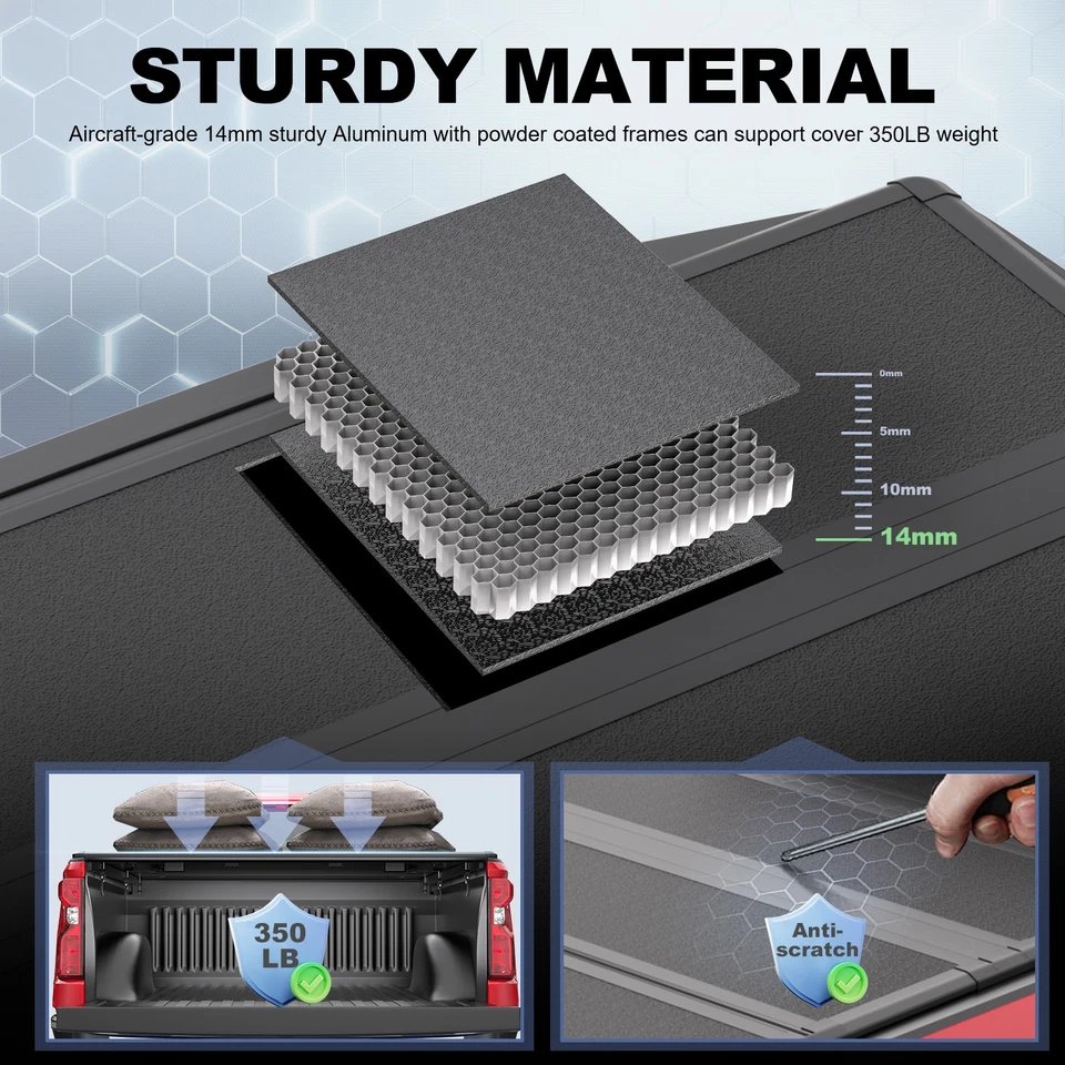 6.9FT Hard Tonneau Bed Cover For 19-25 Chevy Silverado GMC Sierra 2500 3500HD - Image 3 of 4