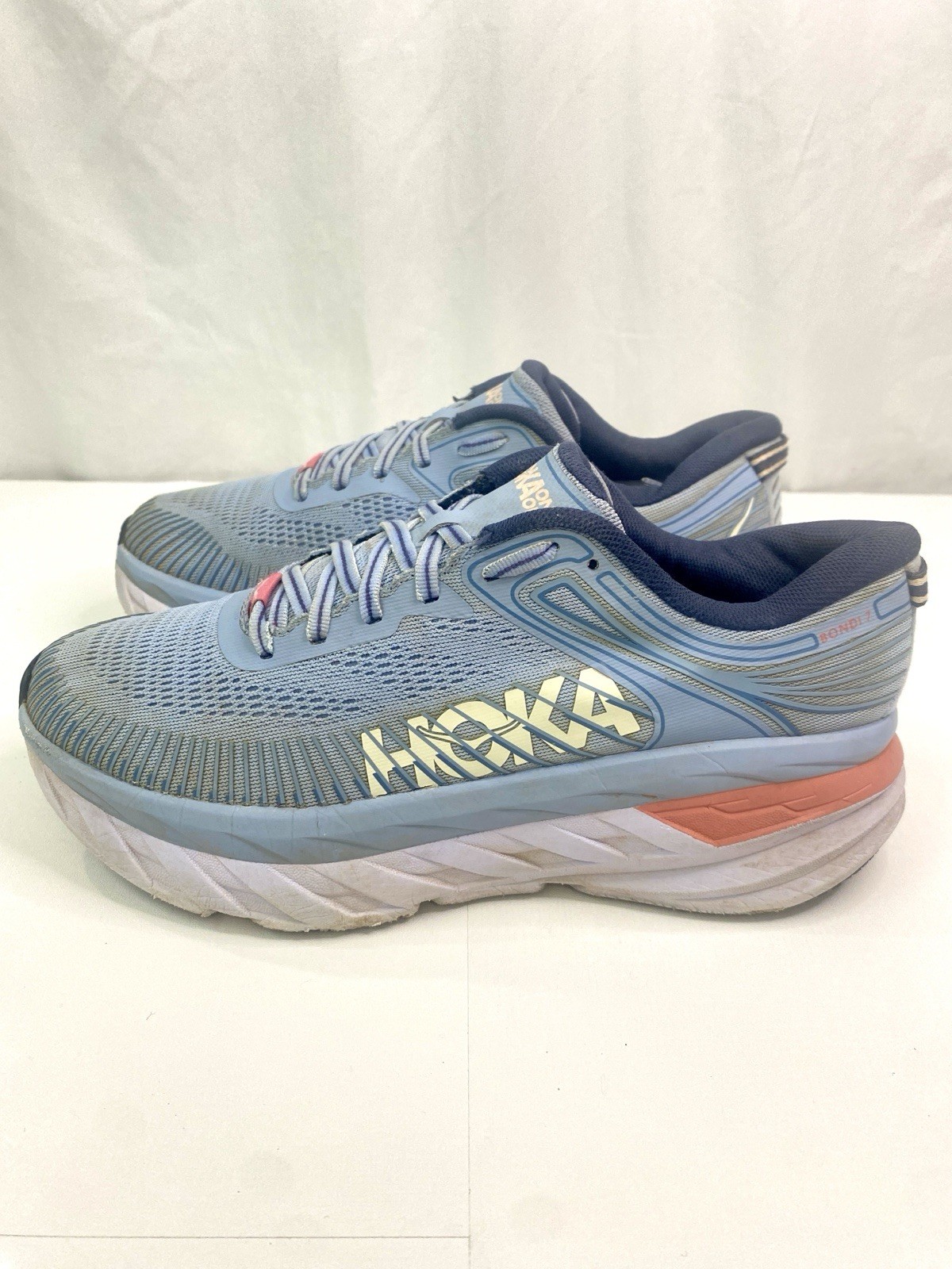 HOKA ONE Womens Size 8 Wide Blue Orange Bondi 7 Running Shoes Sneaker Cushioned thumbnail 6