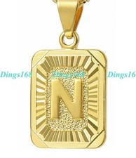 Solid 18K Yellow Gold Filled Tarnish-Free Alphabet Letter "N" Pendant  Necklace