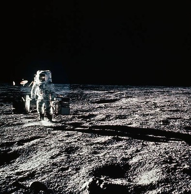 Astronaut Walking Near the Lunar Module Historic Old Photo