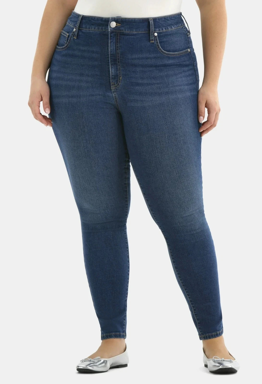 Terra & Sky Women's Plus Size Skinny High Rise Jeans, Ivy Wa