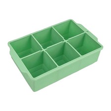 Green Ice Cube Tray Food Grade Silicone 6 Ice Cubes Maker Mould With Remova SG