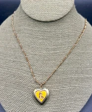 Disney VTG Belle Beauty and the Beast Gold Toned Glitter Locket Heart Necklace