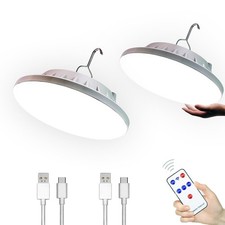 2 Pack 120 LED Solar Camping Lights Rechargeable Portable Lantern Hanging ...