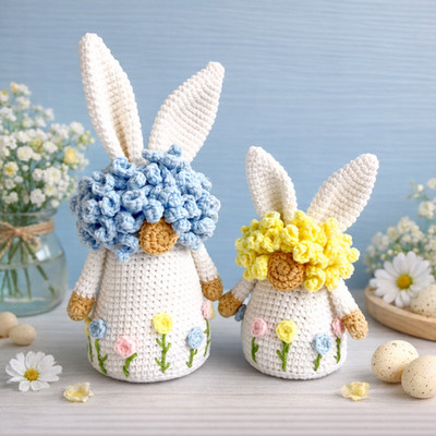 Easter Bunnies Gnome Crochet Pattern Amigurumi Bunny Gnome Toy Tutorial