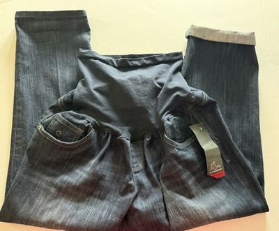 Oh Baby Motherhood Size XL 16-18 Dark Blue Secret Fit Belly Cropped Jeans Nwt