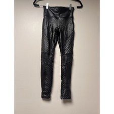 Spanx Faux Leather Moto Leggings XS Petite Black High Waist