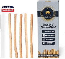Pack of 5 Miswak Sticks for Teeth with Holder Vacuum Sealed Natural Flavored