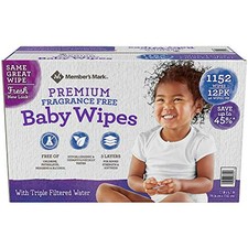 Member's Mark Fragrance Free Baby Wipes Netcount 12 Pack 96 Wipes in Each ,,