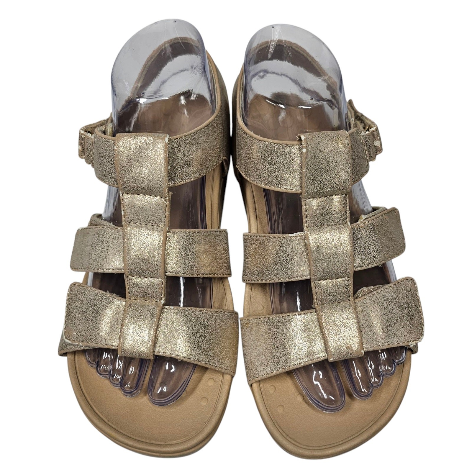 VIONIC Tami Backstrap Platform Wedge Metallic San… - image 1