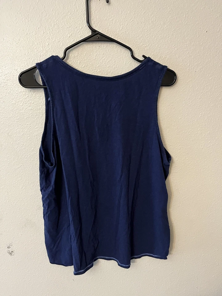 Nautica 女式背心无袖衬衫,尺寸 L,蓝色亨利 — 第 2/4 张图片