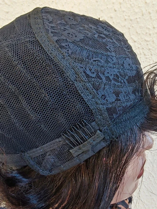 🇫🇷 Shylodiva - Perruque cheveux naturels – Bouclée – Châtain – 180% densité - Photo 3/4