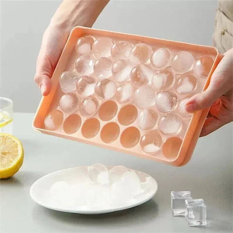 Ice Cube Tray with Lid - 33 Grids Round Ice Ball Maker Mould Easy Release - Image 3 of 4