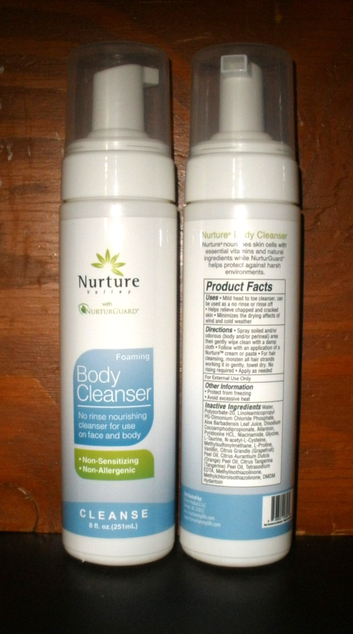 Nurture Valley No Rinse Body Face Wash Cleanser Foam 2 Bottles Each 8 oz New