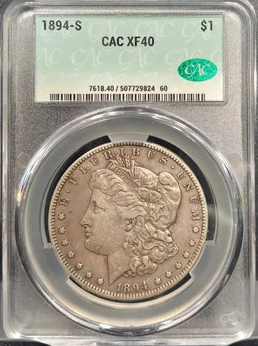 1894 S MORGAN SILVER DOLLAR $1 CACG CERTIFIED XF 40 EXTRA FINE (824)