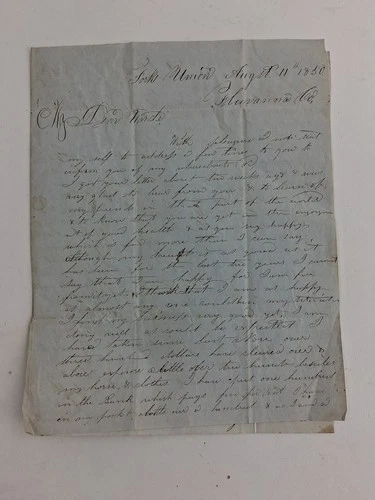 1850 Pre Civil War Letter Speaking of Impending Civil War and Abolitionists