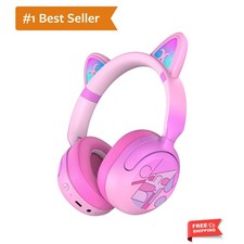 Kids Bluetooth Headphones with LED Cat Ears, Active Noise Cancelling Headphon...
