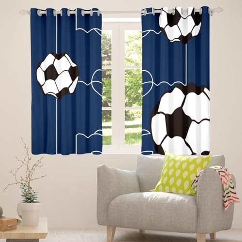 Football Curtains for Bedroom Living Room (2 52"W x 84"L (Pack of 2) Multi 33 - Picture 6 of 7