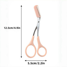 Pink Eyebrow Trimming Scissors with Comb Stainless Grooming Tool