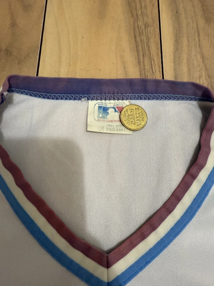 Vintage 80’s Toronto Blue Jays MLB Pro Knit Baseball Jersey Adult Size Medium  - Image 3 of 4