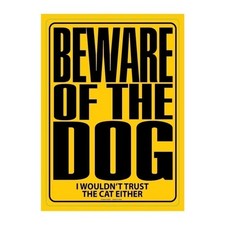 Beware of the Dog Metal Sign - Easy-to-Hang Wall Decor - Fun Tin Signs for...