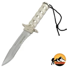 12" Tactical Chrome COMBAT Bowie Fixed Blade Jungle HUNTING Knife + Survival Kit