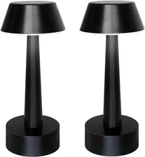 UMEXUS 2 Pack Rechargeable Small Cordless Table Lamp, LED Small, Black 2 