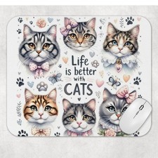 Cats Custom Printed Mouse Pad Non-Slip Computer Office Desk Mat Great Gift