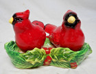 Red Bird Cardinal Salt & Pepper Shakers & Under Plate Cracker Barrel — photo 1