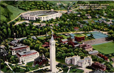 Postcard University of California Berkeley Campus Memorial Stadium Aerial View