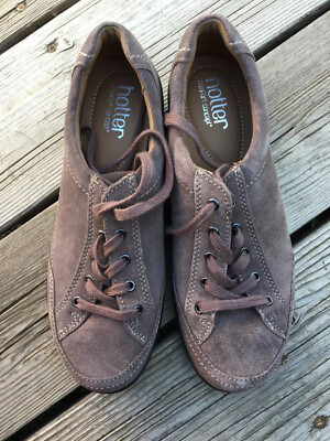 Hotter Josie Beige Suede Leather Sport Shoes Sneakers Size