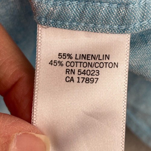 Banana Republic Shirt Men Large Blue Har Linen Blend Roll Tab Long Sleeve NWOT - Picture 12 of 13
