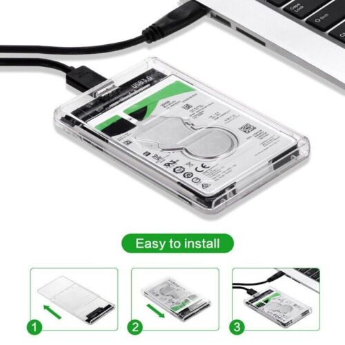 2.5" SATA USB 3.0 Clear Hard Drive Disk HDD SSD Enclosure External Laptop Case - Picture 4 of 11